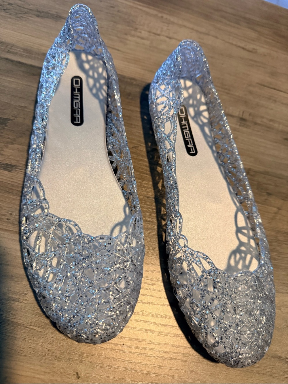 Silver Glitter Cutout Jelly Ballet Flats by Melissa-Style Brand